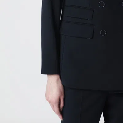 Max Mara Blue Double-breasted Wool Jacket In Black