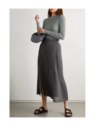 Brunello Cucinelli Rib Metallic Pullover In Gray
