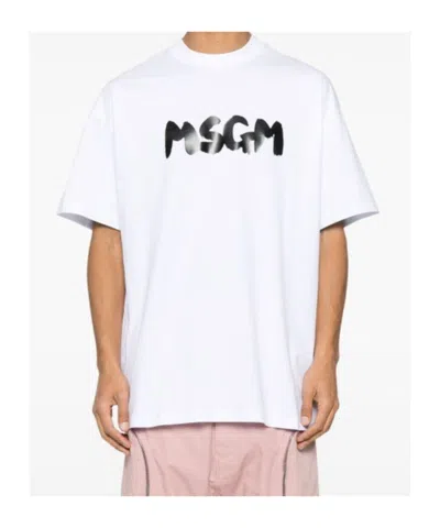 Msgm Logo-printed Crewneck T-shirt In White