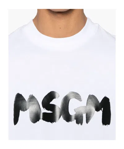 Msgm Logo-printed Crewneck T-shirt In White