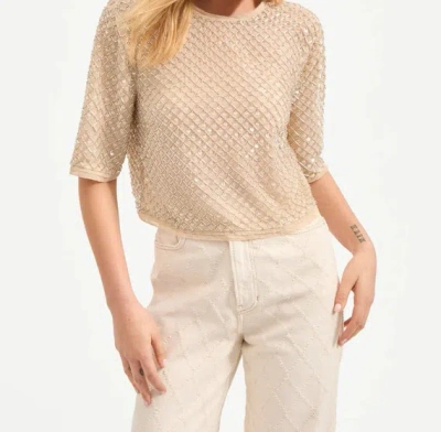 Veronica Beard Beaded Embellished Top In Brown