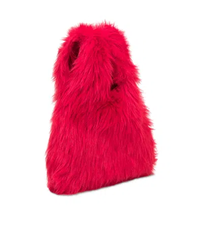 Msgm Fluffy Small Satchel Bag In Red