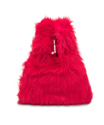 Msgm Fluffy Small Satchel Bag In Red