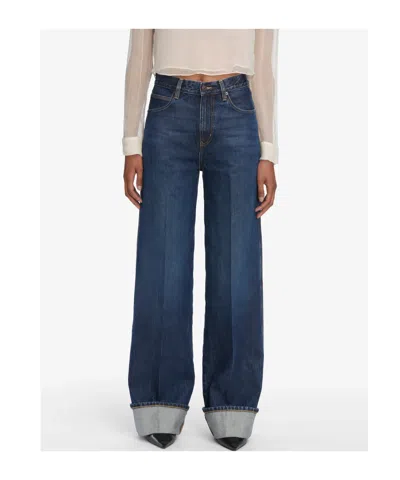 Frame Cuffed Jeans In Blue