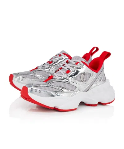 Christian Louboutin So Flo Metallic Leather-trimmed Mesh Sneakers In White