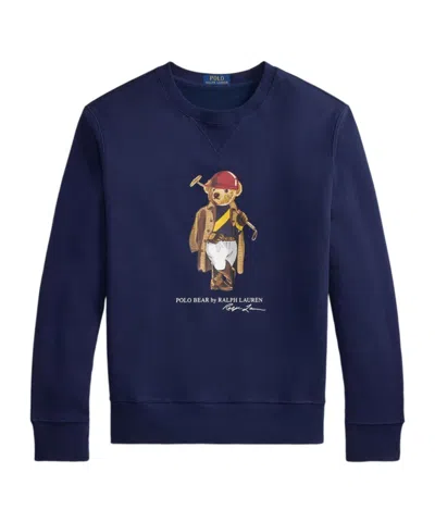 Polo Ralph Lauren Long Sleeve Fleece Society Bear Crewneck Sweatshirt In Multi