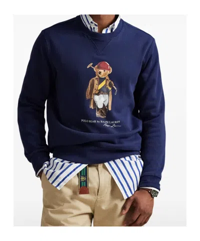 Polo Ralph Lauren Long Sleeve Fleece Society Bear Crewneck Sweatshirt In Multi