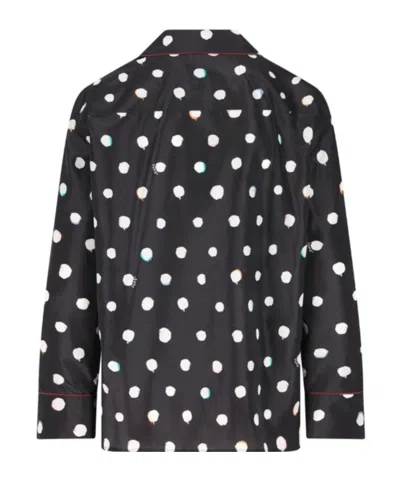 Fendi Long Sleeve Top Polka Dots Chest Pocket In Black