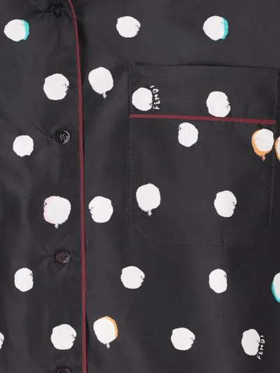Fendi Long Sleeve Top Polka Dots Chest Pocket In Black