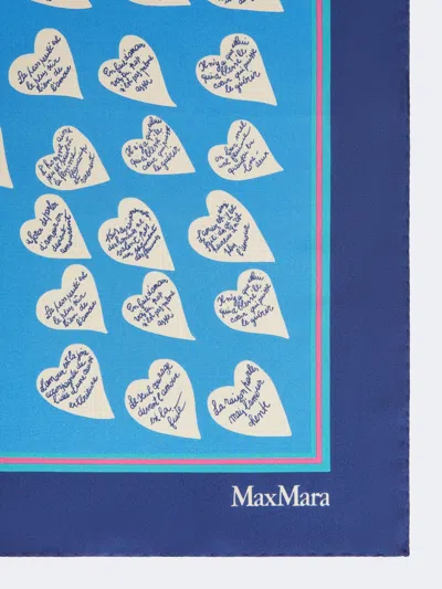 Max Mara Printed Silk Scarf In Blue
