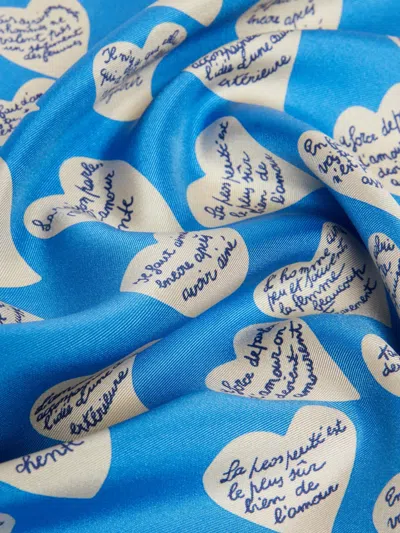 Max Mara Printed Silk Scarf In Blue