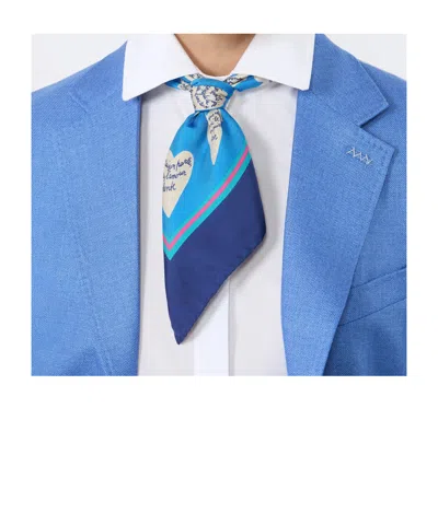 Max Mara Printed Silk Scarf In Blue