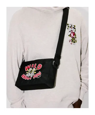 Kenzo Messenger Bag Rectangular Shape Graphic Print Strap In Black