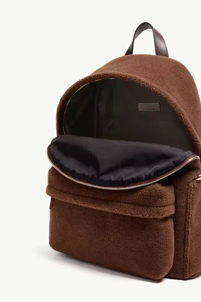 Moncler Logo Patch Zipped Backpack In Brown