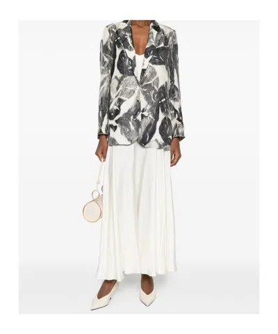 Alysi Printed Collared Jacket In Gray