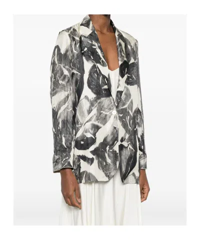 Alysi Printed Collared Jacket In Gray