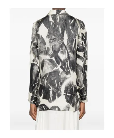 Alysi Printed Collared Jacket In Gray