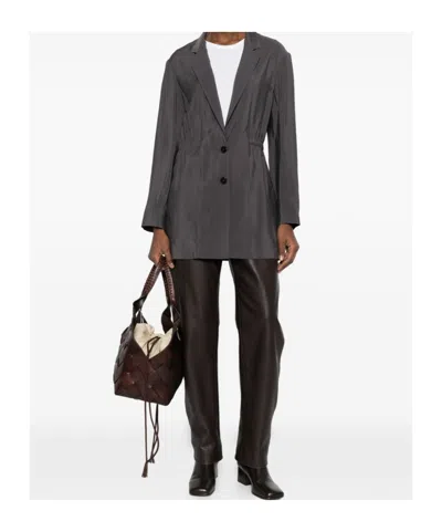 Alysi Single-breasted Blazer Jacket In Brown
