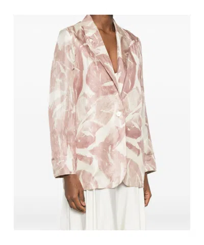 Alysi Printed Single Breasted Jacket In Brown