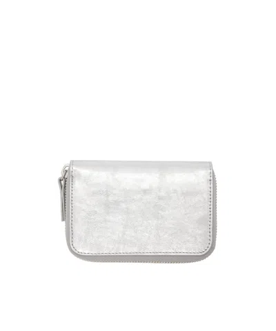 Mm6 Maison Margiela Silver Numeric Leather Zip Wallet In Gray