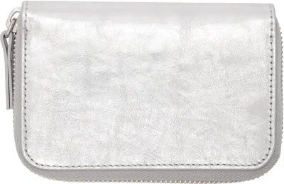 Mm6 Maison Margiela Silver Numeric Leather Zip Wallet In Gray