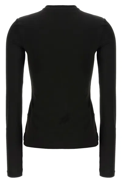 Off-white Fitted Long Sleeve Ribbed Crop T-shirt In Black
