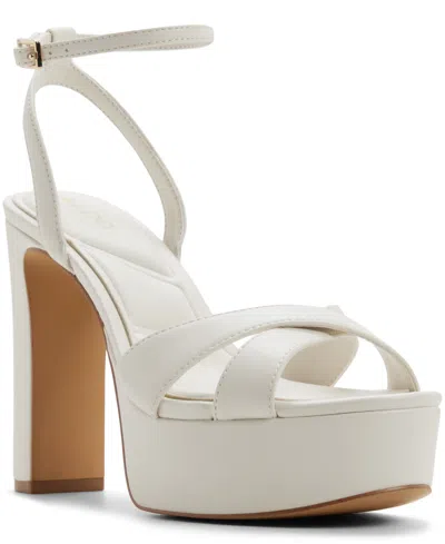 Aldo Rosine Ankle Strap Platform Sandal In White