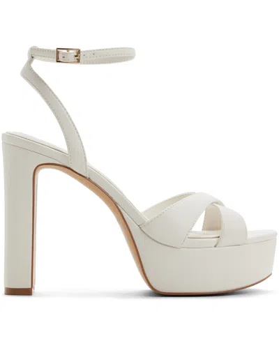 Aldo Rosine Ankle Strap Platform Sandal In White