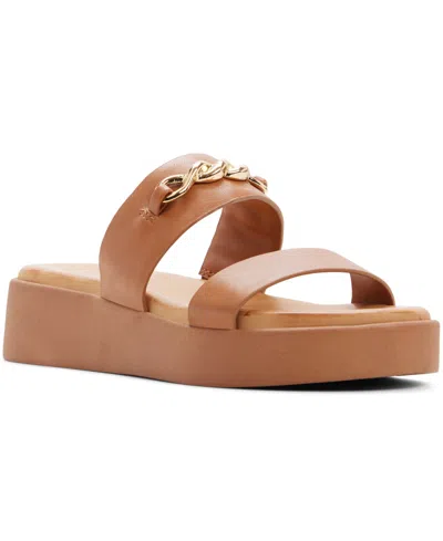 Aldo Halamaever Platform Slide Sandal In Brown