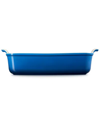 Le Creuset Stoneware 6.75 Quart Heritage Deep Rectangular Lasagna Dish In Blue