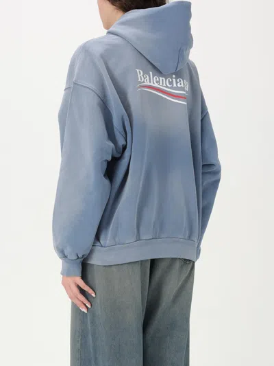 Balenciaga Logo Hooded Sweatshirt In Blue