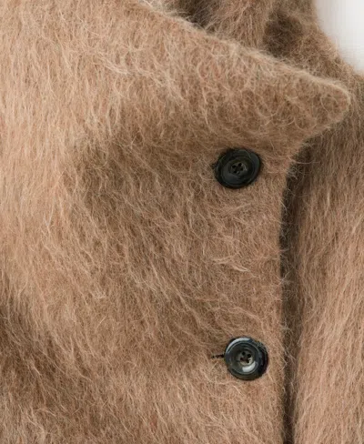 Mango Wool-blend Funnel-neck Coat Medium Brown In Brown