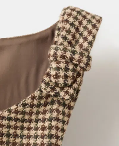 Mango Houndstooth Wool-blend Dress Medium Brown In Brown