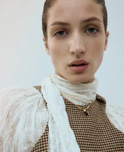 Mango Houndstooth Wool-blend Dress Medium Brown In Brown