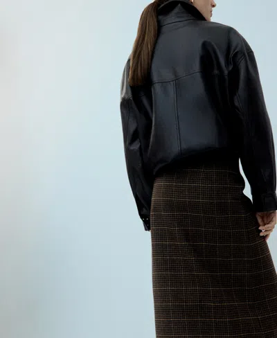 Mango Wool-blend Check Midi-skirt Brown In Brown