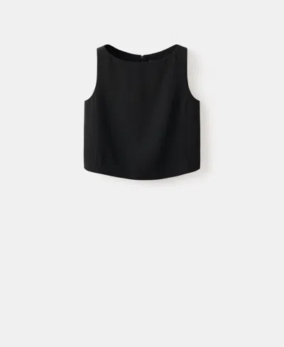 Mango Asymmetric Drape Top In Black