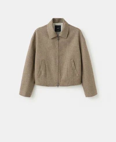 Mango Houndstooth Jacket With Lapels Medium Brown In Brown