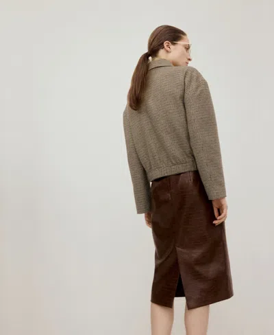 Mango Houndstooth Jacket With Lapels Medium Brown In Brown