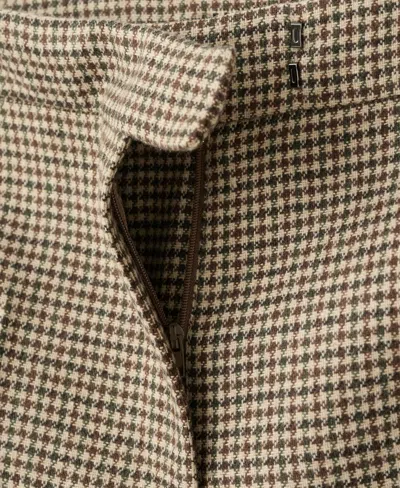 Mango Houndstooth Wool Blend Trousers Medium Brown In Neutral