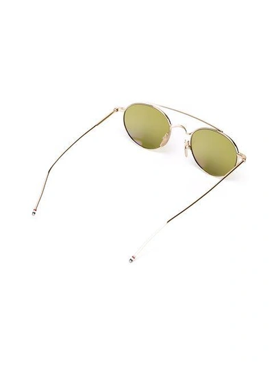 Shop Thom Browne Shiny 12k Gold & Yellow Sunglasses In Green