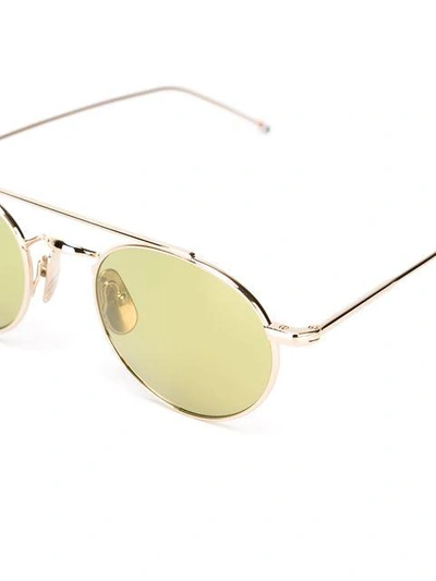 Shop Thom Browne Shiny 12k Gold & Yellow Sunglasses In Green