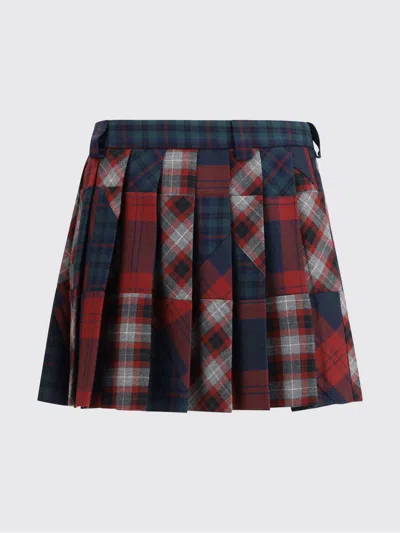 Miu Miu Patchwork Plaid Virgin Wool Miniskirt In Multi