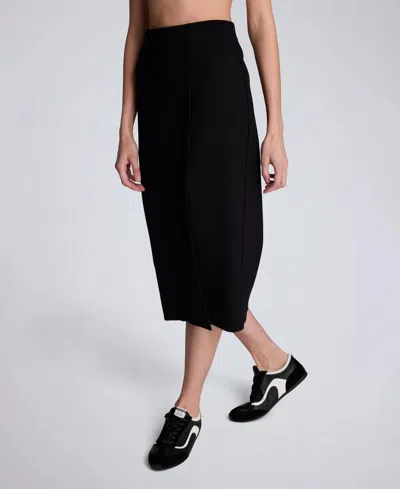 Kenneth Cole Compression Pull-on Column Slit Skirt In Black