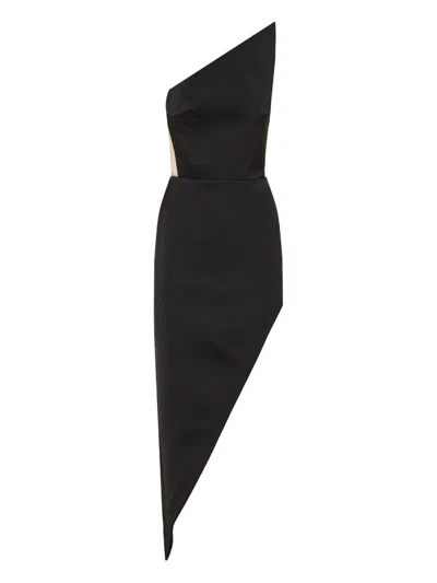 David Koma Asymmetric One-shoulder Dress In Black