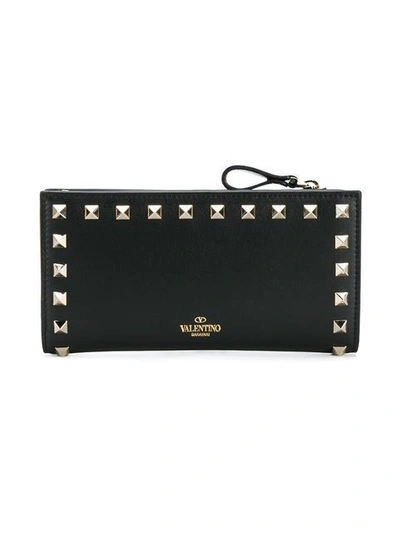 Shop Valentino Garavani Rockstud Compact Wallet In Black