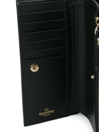 Shop Valentino Garavani Rockstud Compact Wallet In Black