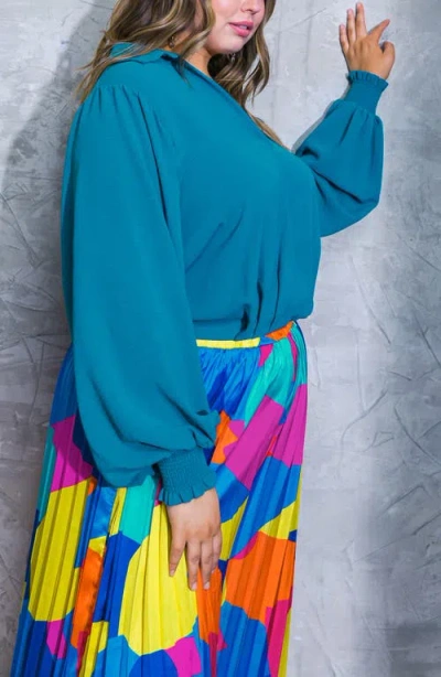 Flying Tomato Solid Collared Top In Blue