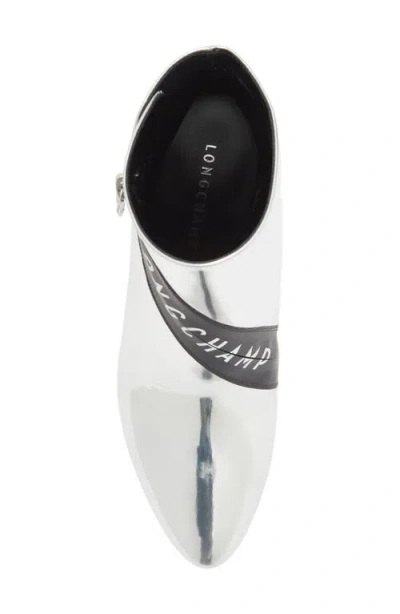 Longchamp Logo Ankle Boot In Silver