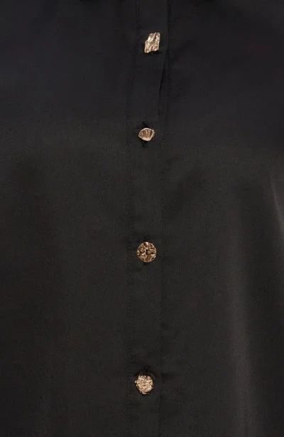 Flying Tomato Solid Button-up Shirt In Black