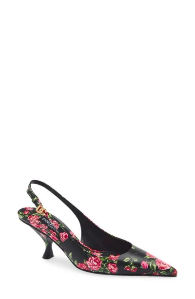 Dolce & Gabbana Women Lollo Slingback In Printed Leather In Multi